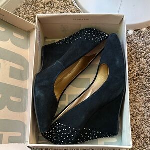BCBGeneration Black Wedges with Studded Detail